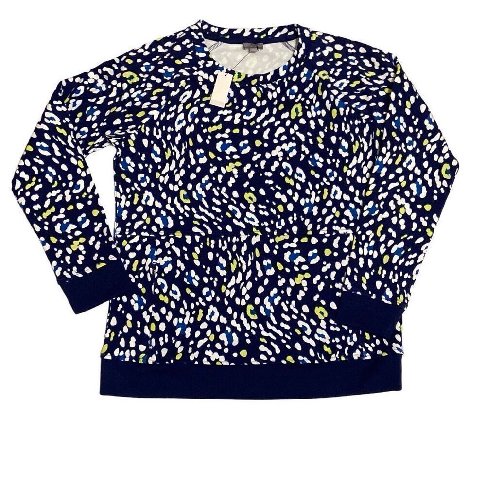 Talbots NWT Terry Crewneck Pullover Enchanting Animal Leopard Print Petite Small